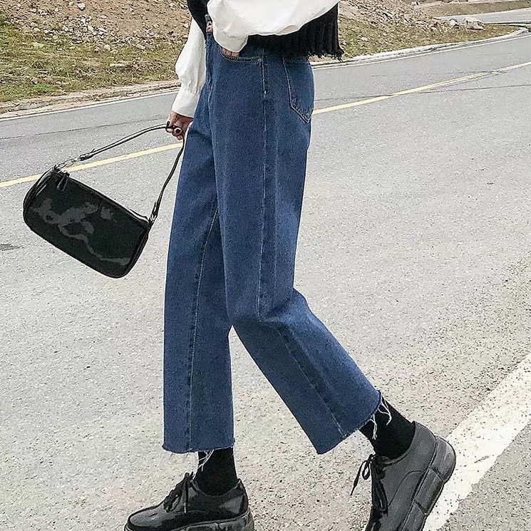 Quần jean SUXI ống rộng lưng cao tôn dáng dễ phối đồ phong cách Hàn Quốc thời trang cho nữ