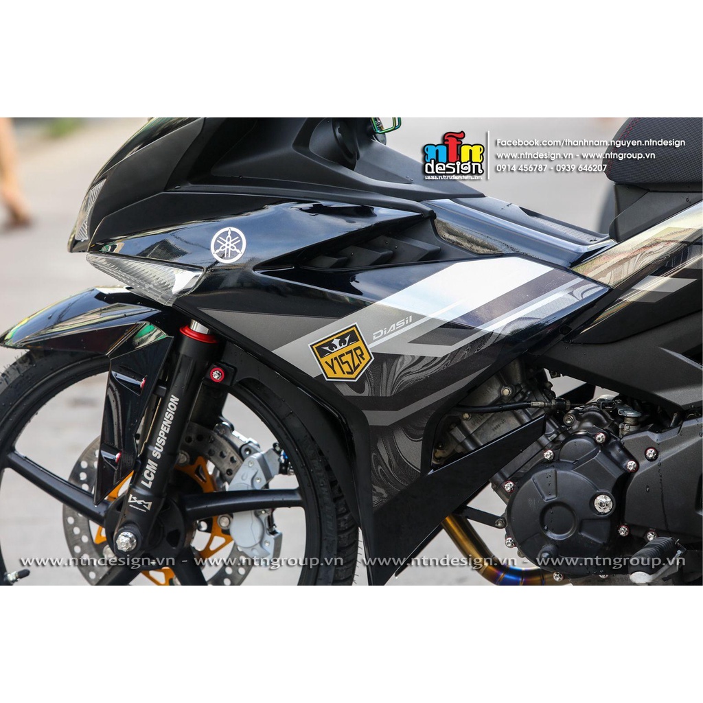 TEM RỜI mẫu Y15ZR 2022 xám cho Exciter 150 đen - tem cao cấp không bay màu