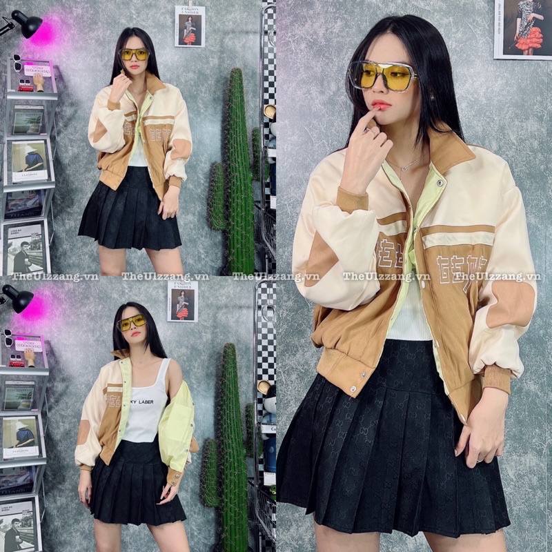 Áo Khoác Bomber Nữ Da Lộn Quảng Châu 2 Lớp Cao Cấp Form Lửng Tay Phồng Cánh Dơi MÔTÔ VEL - DL2023