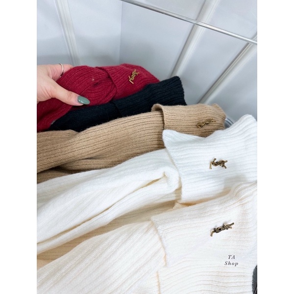 Áo len trễ vai xẻ tà nữ, chất len lông mềm kèm tag chữ y s l