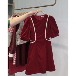 Đầm nhung nữ VM Shop tay phồng khoét eo 2 viền mặc đi chơi, đi tiệc 5090 VDU00304