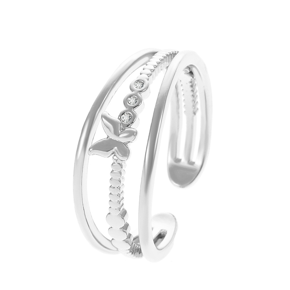 Nhẫn Hở Hình Bướm Nhiều Lớp Bằng Kim Loại Thời Trang Cho Nữ