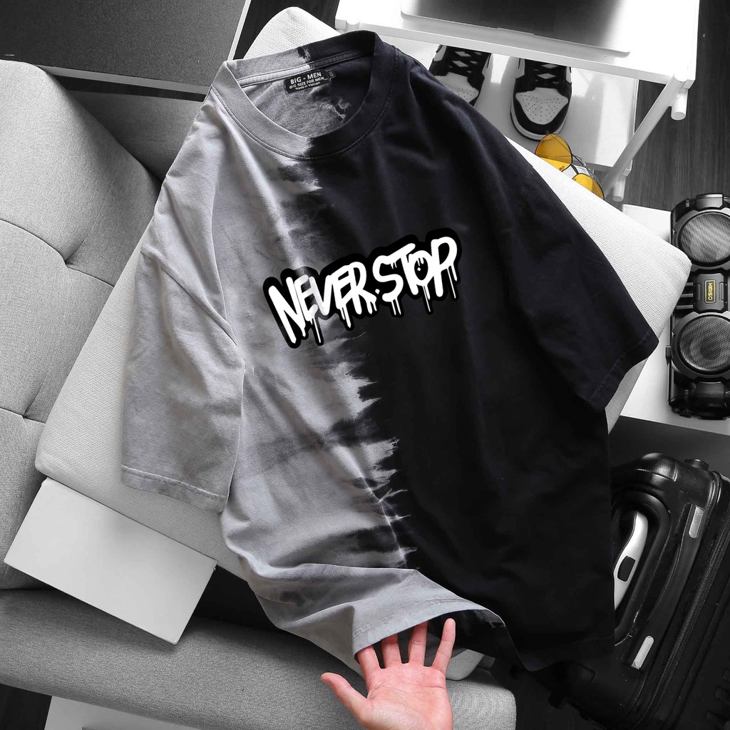 [bigsize] Áo thun wash 2 màu siêu độc in chữ bigsize nam 80-140kg