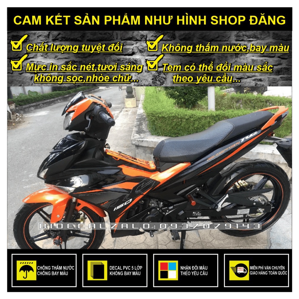 {TPHCM-FREE SHIP] TEM RỜI EXCITER 150 RC MẪU ZIN PHỐI CAM ĐEN