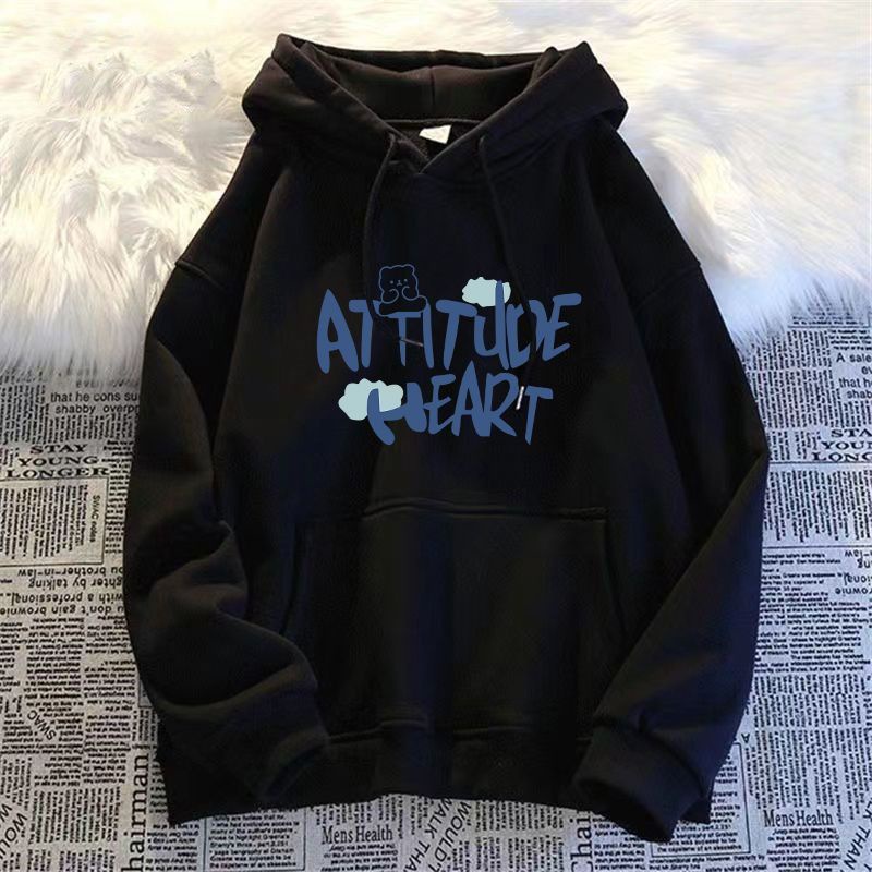 COZOK Áo Hoodie Tay Dài Form Rộng In Họa Tiết Thời Trang