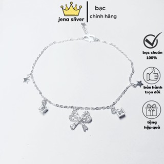 lắc chân cánh nơ mix cham siêu dễ thương , bạc 925 - jena sliver