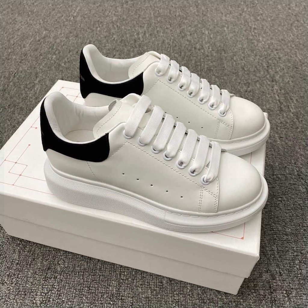 Giày Ulzzang Nam Nữ Hàn Quốc Độn Đế Đẹp Giá Rẻ Alexander MCQueen MCQ Cổ Thấp Trắng Gót Đen Tăng Chiều Cao A175 Amily