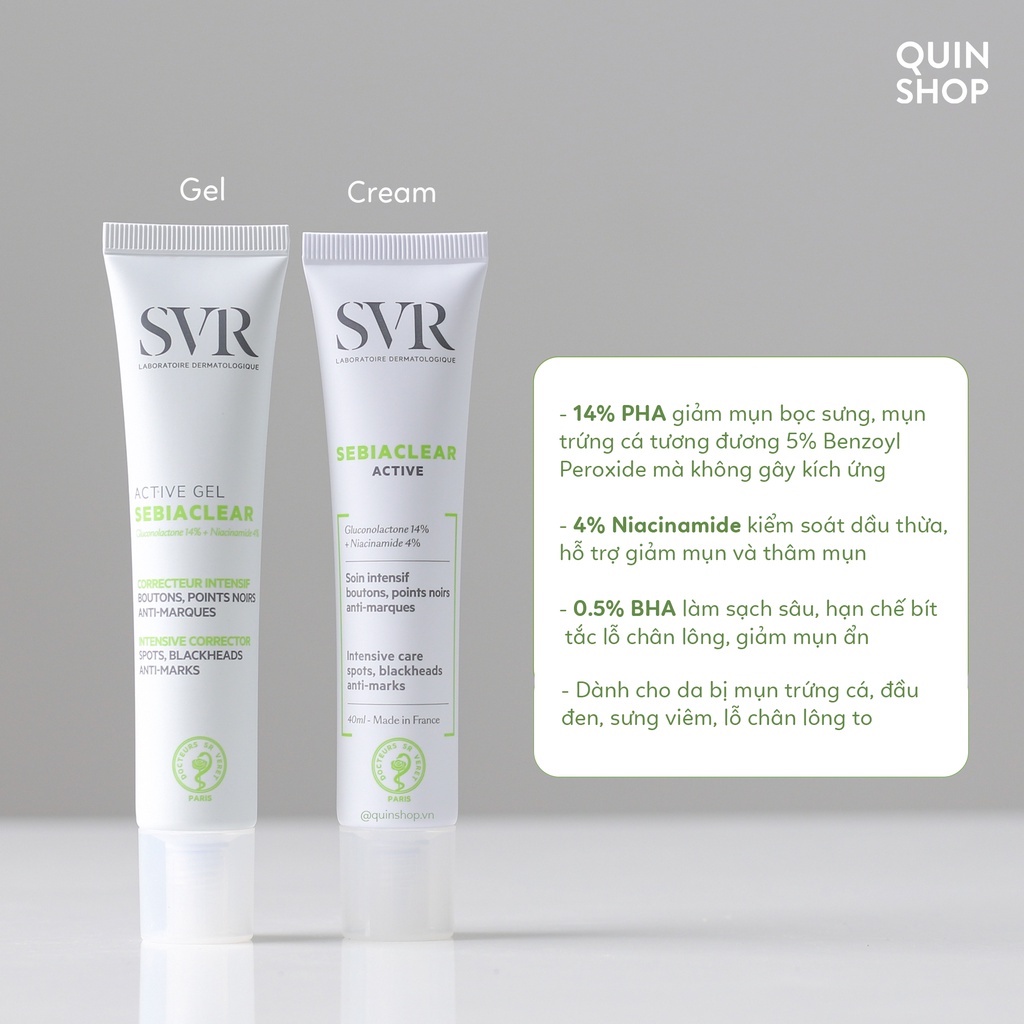 Kem Giảm Mụn SVR Sebiaclear Active Gel, Cream