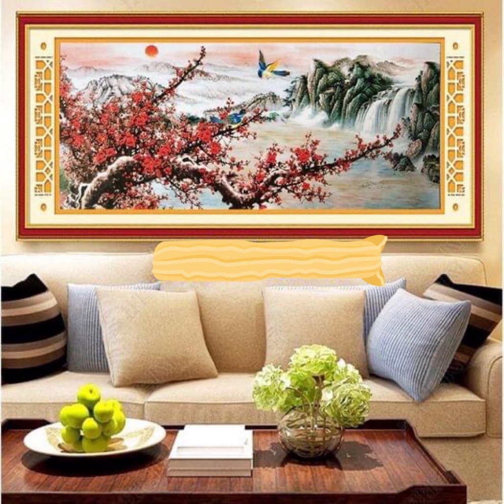 Tranh thêu chữ thập Cành Đào, cành Mai E225,LV3245, LV3246, FJ0628, FJ0925 - chưa thêu