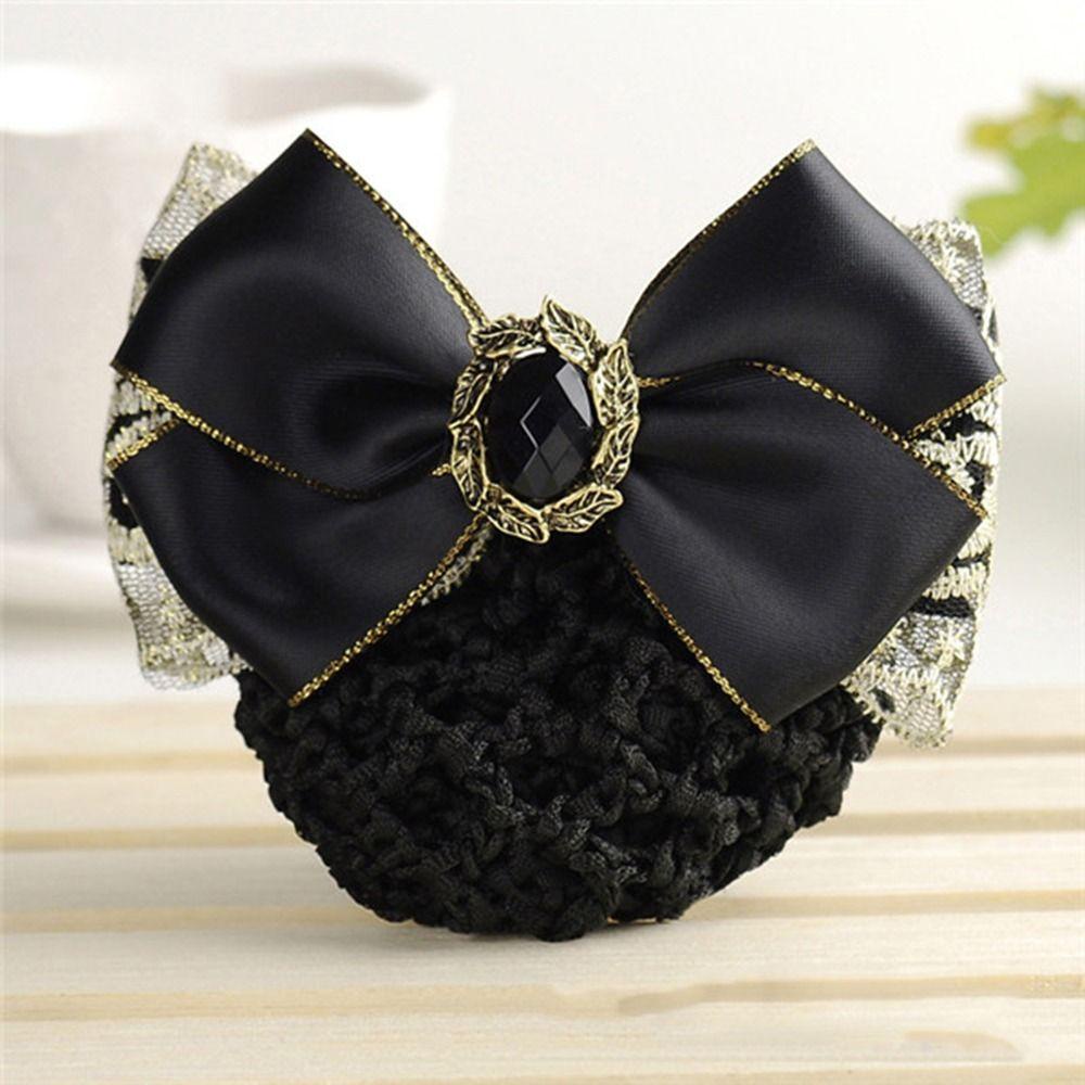 Vỏ Lưới Kẹp Tóc Đính Nơ Phong Cách Vintage Dành Cho Nữ