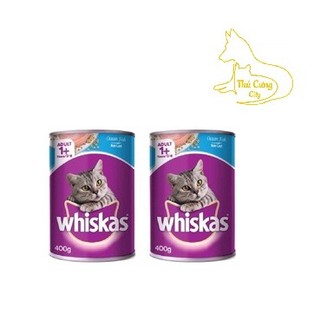 [ pate ] Thức ăn mèo Whiskas vị cá biển, cá ngừ lon 400g | pate lon Whiskas cho thú cưng