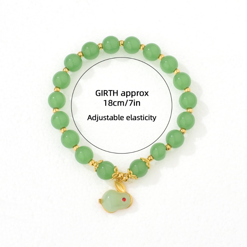 Vòng Tay Chuỗi Hạt Mặt Hình Thỏ Bằng Nhựa Resin Thời Trang Năm Mới Cho Nữ