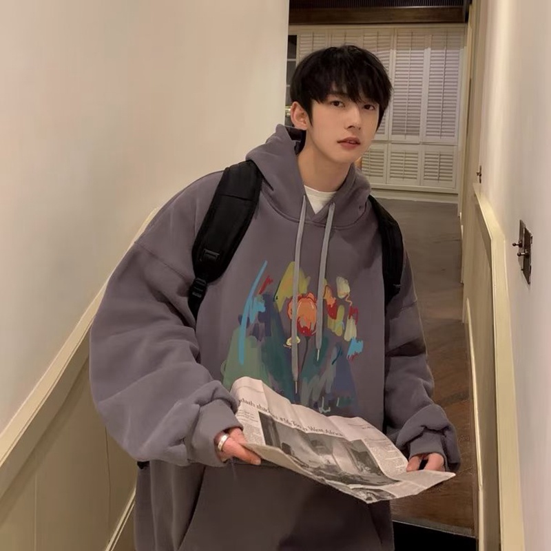 Áo Hoodie Dáng Rộng Thời Trang Mùa Thu Phong Cách Retro Cho Nam Giới Có Size M-5XL