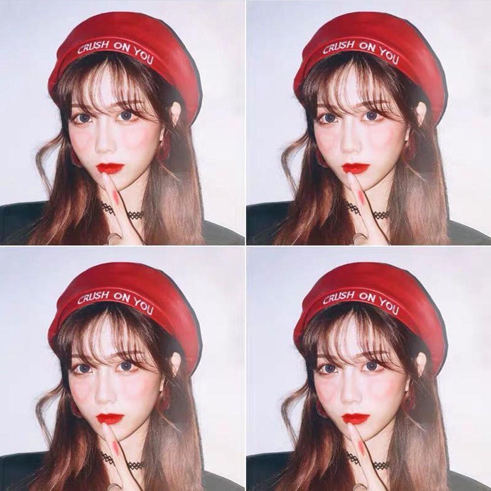 Mũ Beret Da PU In Chữ Thời Trang Xuân Thu Dành Cho Nữ