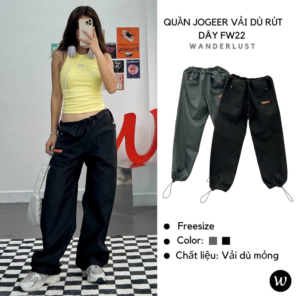 Quần Jogger vải dù rút dây FW22