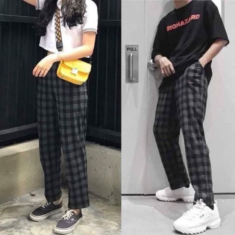 quần baggy nam nữ kẻ sọc ca rô