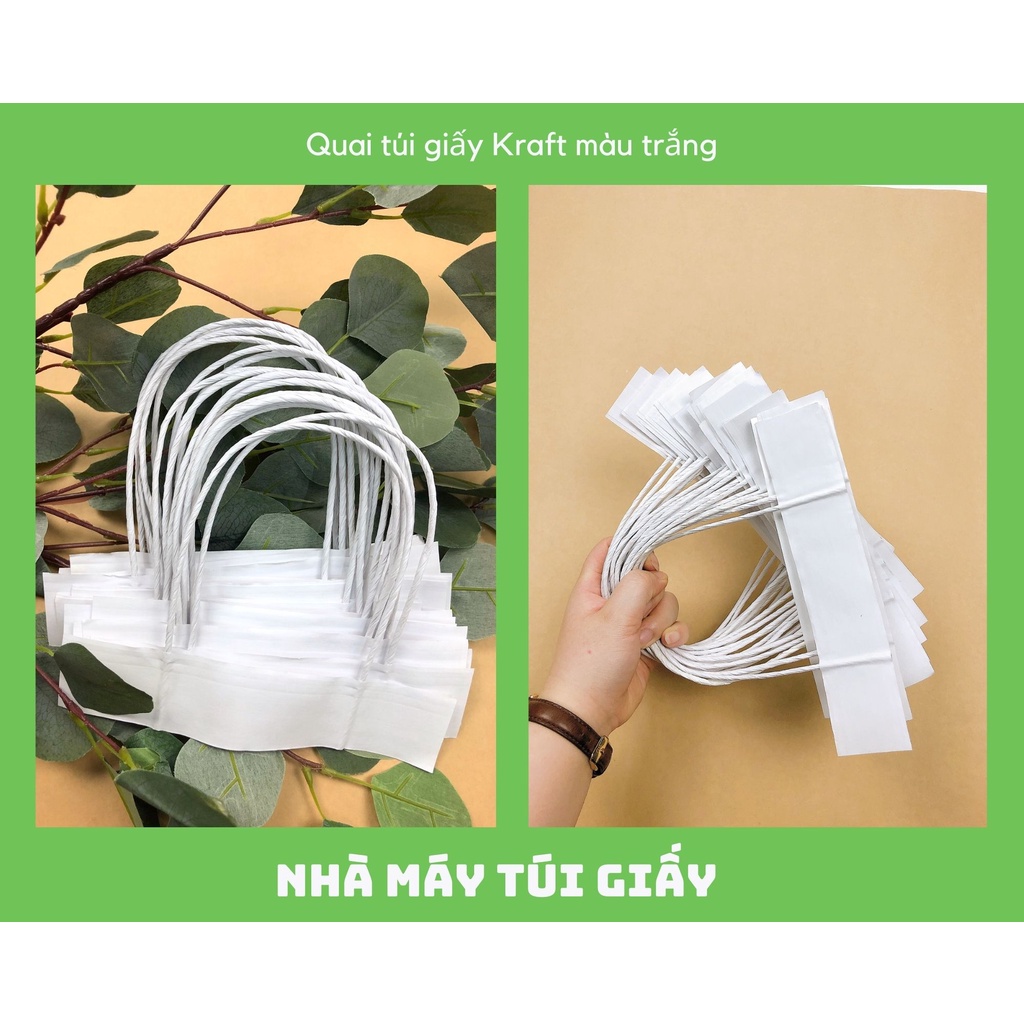 Quai túi giấy Kraft trắng