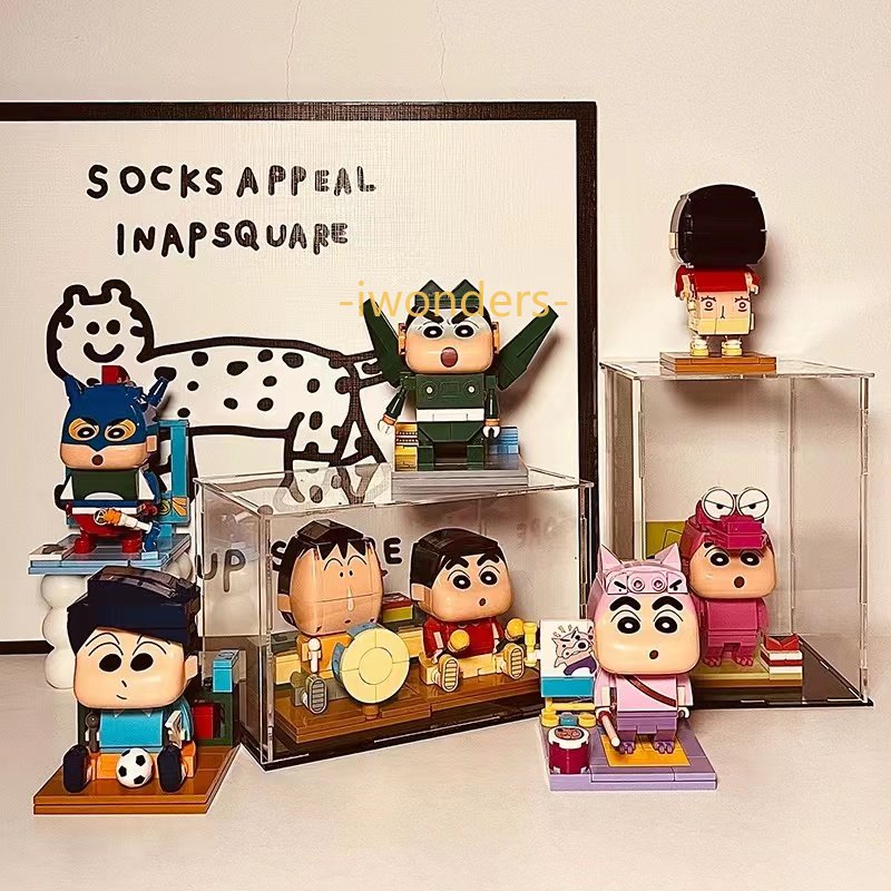 Crayon Shinchan Đi Học Khối Xây Dựng Crayon Shinchan Mua Meatutaba Mẫu Giáo Hoạt Hình Sáng Tạo Tự Làm Đồ Chơi Kids education toys