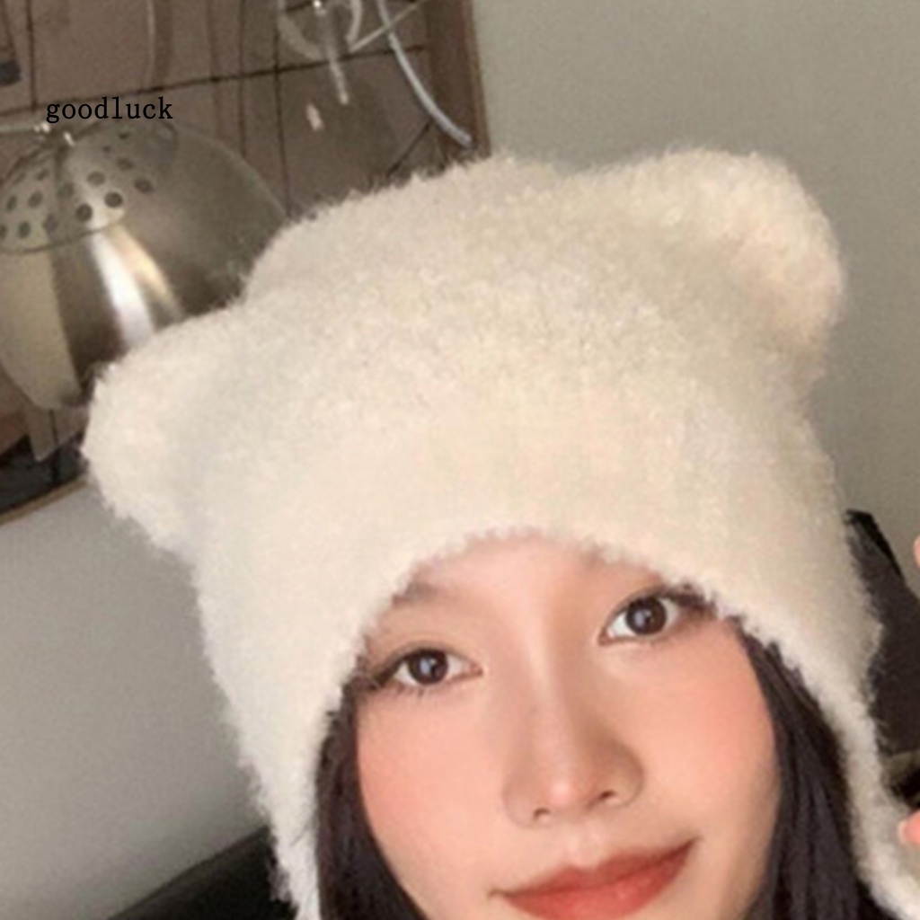 Chúc may mắn| Mũ Len Dệt Kim Màu Trơn Có Thể Gập Lại Cho Nữ