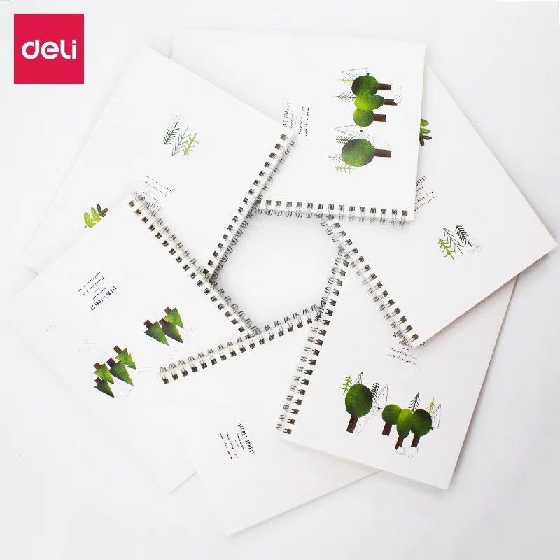 Sổ Tay Khổ A5 Xoắn Gáy DeLi 120 Trang Màu Ngẫu Nhiên Dài 210mm Rộng 148mm