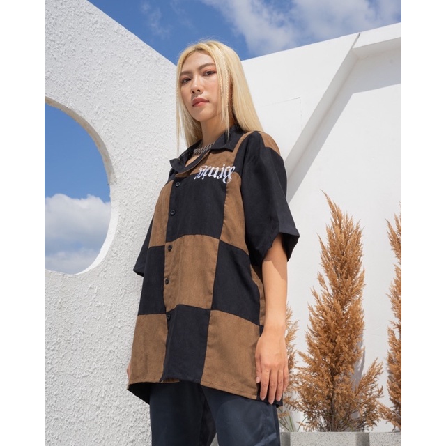 Sơ mi da lộn Cuban Patchwork