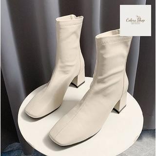 Bốt nữ khoá sau đế vuông kéo khóa