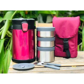 Bộ Hộp Cơm Giữ Nhiệt Easy Take Lunch Box LocknLock LHC8034 (2000ml) - Màu hồng