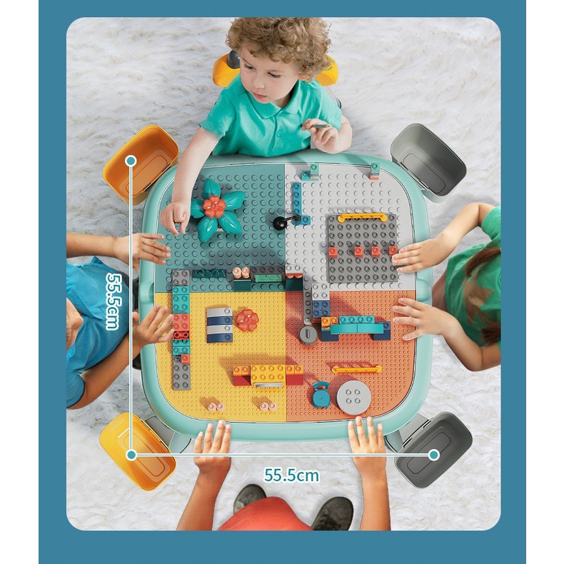 Bàn Lego Vuông 4 Màu Tặng Kèm Lego 100ct