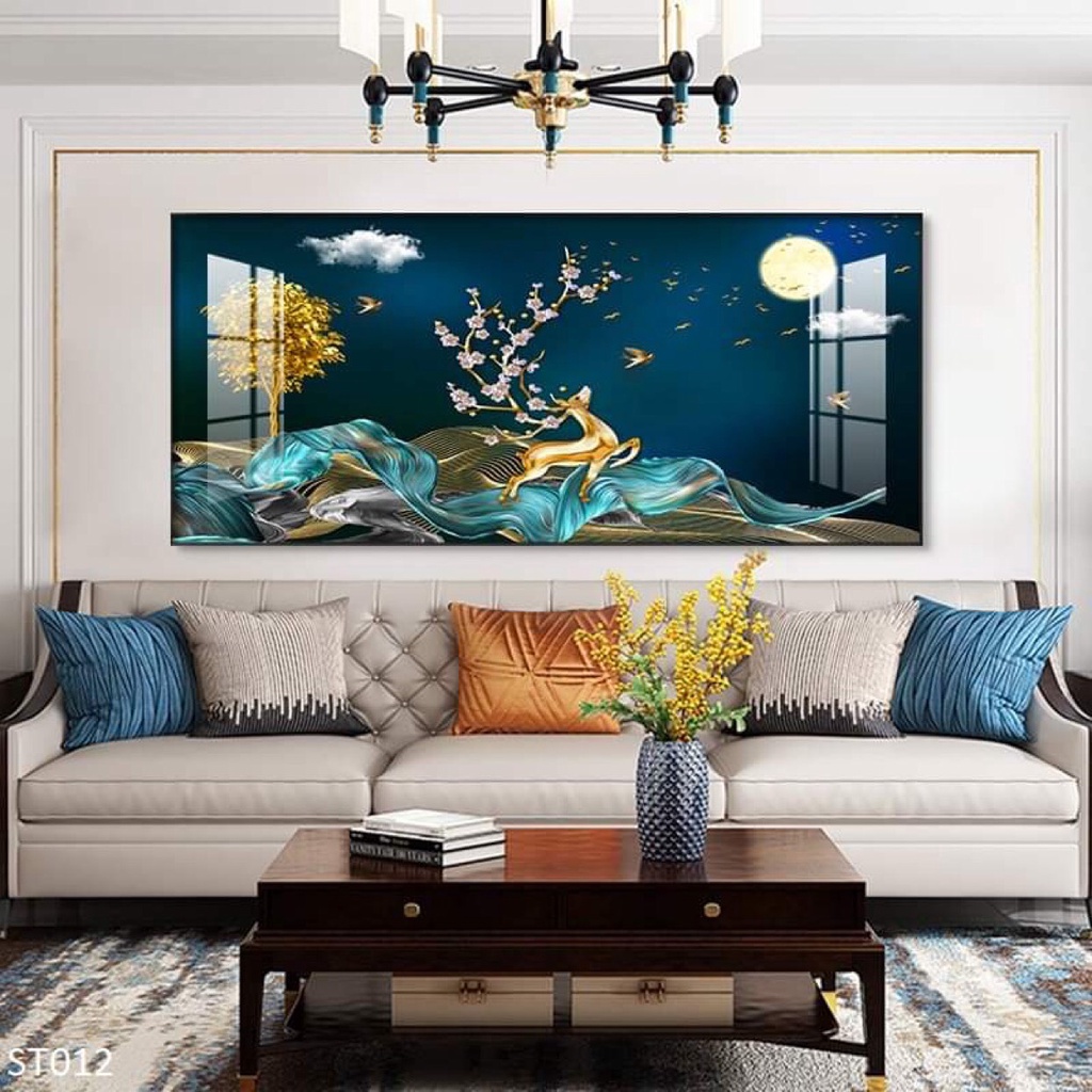 Tranh Tráng Gương Hươu Tài Lộc , Khổ Ngang  Treo Tường/Trang Trí Phòng Khách/ Phòng Làm Việc - Simplehouse