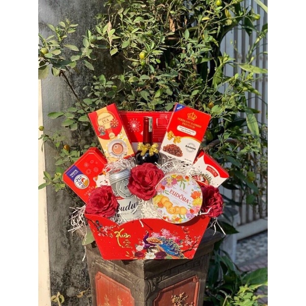 combo 10 khay thuyền giỏ quà tết 2023
