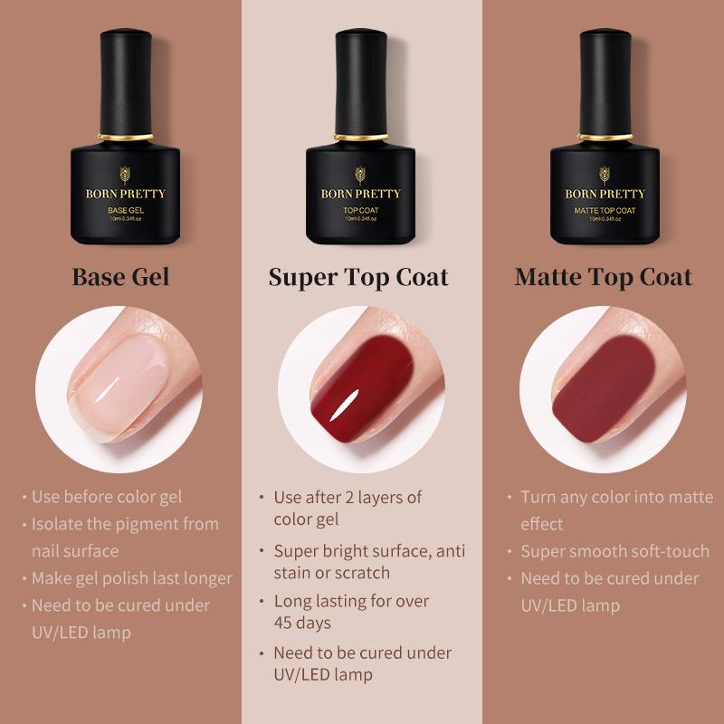 Sơn Móng Tay Gel UV BORN PRETTY 10ml Màu Đen Trắng Hồng Xanh Dương Lấp Lánh Lâu Trôi