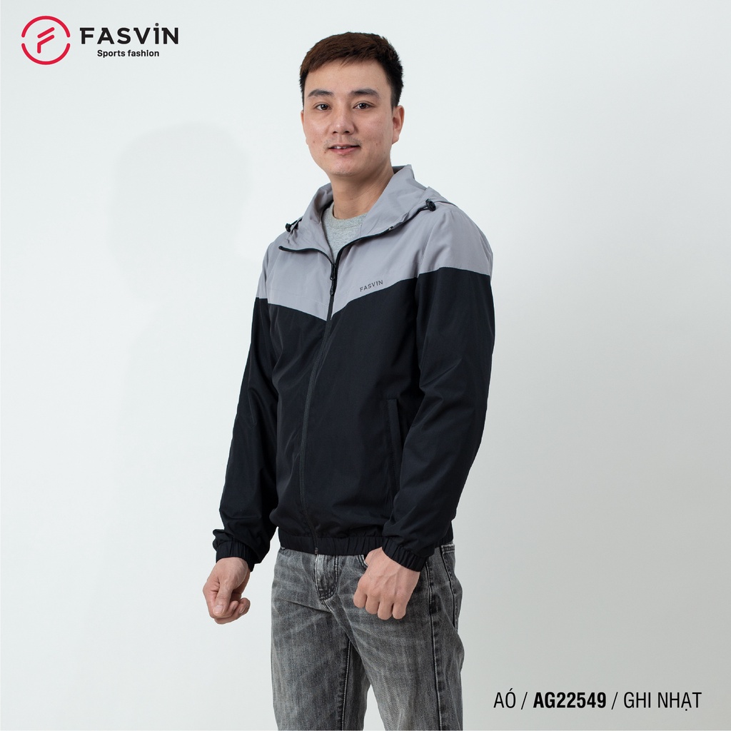 Áo gió thể thao nam Fasvin 2 lớp có mũ chất liệu cao cấp mềm mại co giãn AG22549.SG
