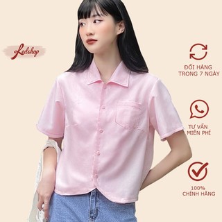 [Mã BMLT35 giảm đến 35K đơn 99K] Áo sơ mi nữ croptop ngắn tay phong cách dạo phố thời thời trang Hàn Quốc Red Shop 29018