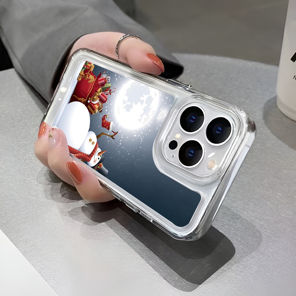 Ốp Điện Thoại Trong Suốt Hình Người Tuyết Giáng Sinh Cho iphone 14promax 11 13 12 7Plus X XS Max