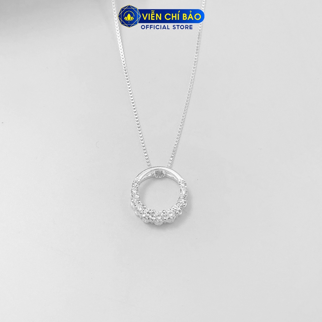 Dây chuyền bạc nữ mặt tròn đính đá sang chảnh chất liệu bạc 925 thời trang phụ kiện trang sức Viễn Chí Bảo D400265