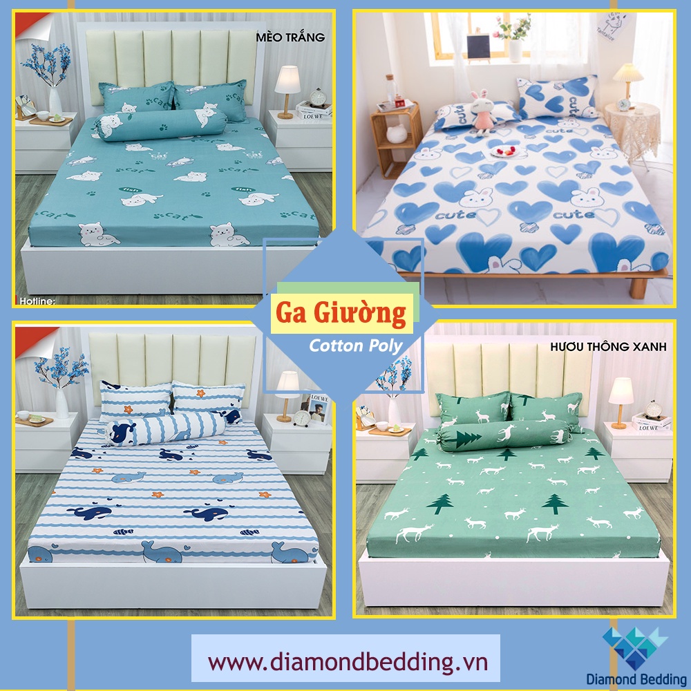 Ga Giường, Drap Trải Giường 💎m2/m4/m6/m8💎 (Chưa Kèm Gối) Cotton Poly Bền Đẹp - Diamond Bedding
