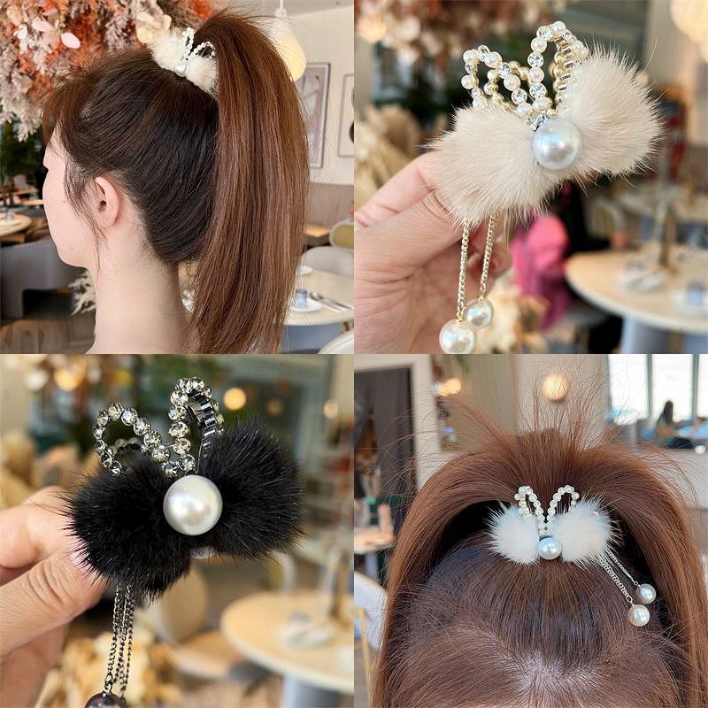 Kẹp Tóc Hình Tai Thỏ Bằng Lông Nhung Thời Trang Thu Đông Dành Cho Nữ