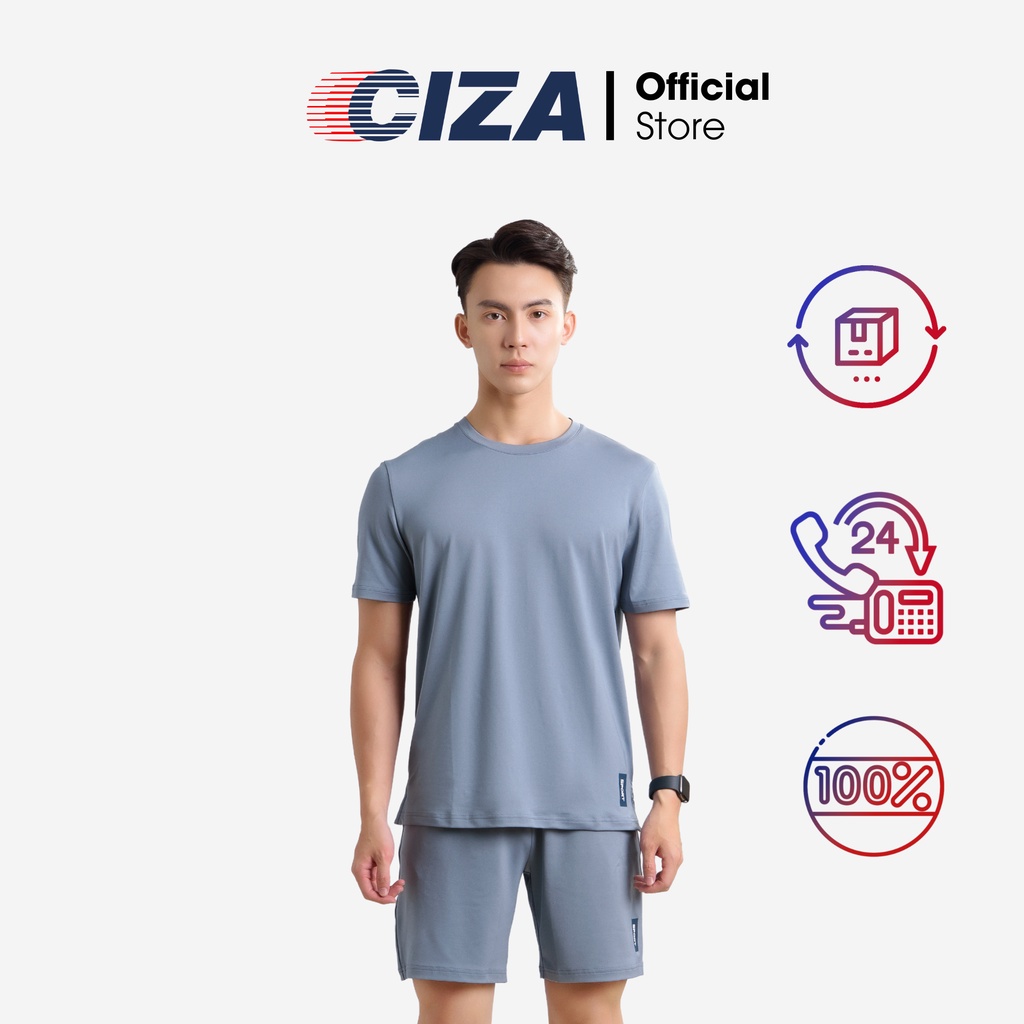 Áo thun ngắn tay nam CIZA vải thun mát mềm cao cấp trẻ trung size S M L XL màu be, blue, đen  ATNS28