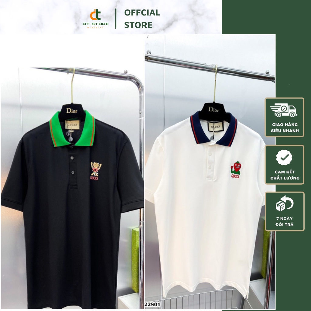 Áo Polo Nam GC Họa Tiết Hình Thêu Cao Cấp - Áo Phông Cổ Bẻ Nam Nữ Chất Vải Gai Thoáng Mát DT STORE MENWEAR