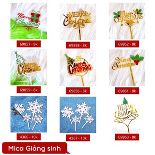 Topper mica trang trí bánh chủ đề giáng sinh