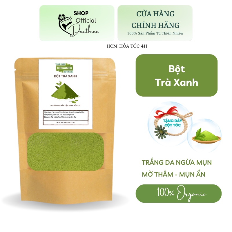 100g, 200g Bột Trà Xanh Nguyên Chất Đắp Mặt Nạ Ngăn Ngừa Mụn, Dưỡng Da Trắng Mịn, Ngăn Ngừa Nếp Nhăn Đức Thiện
