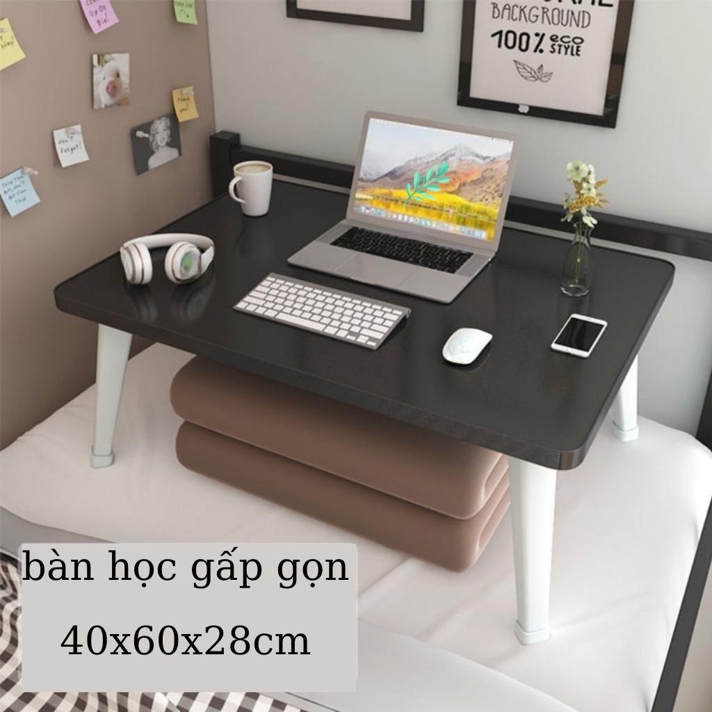 Bàn học gấp gọn mini mặt gỗ chân nhựa thông minh ngồi bệt để giường laptop xếp gọn kích thước 40x60x28cm hiện đại