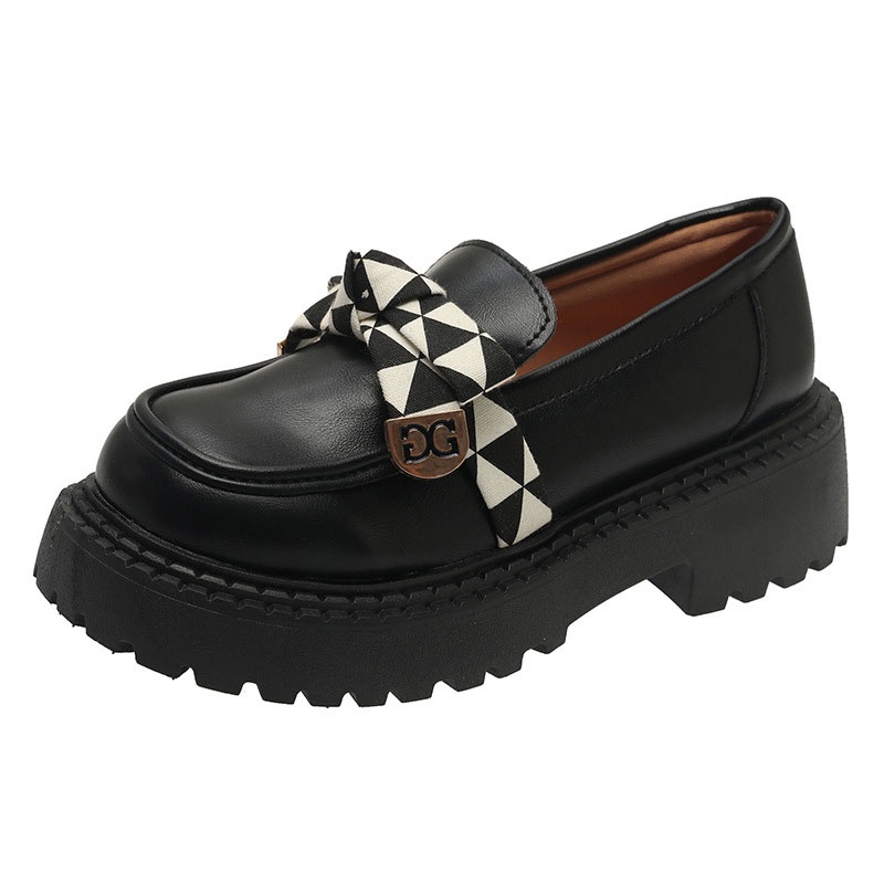 Giày Da Đế Dày Phối Khóa Cài Phong Cách Hàn Quốc Dành Cho Nữ