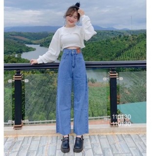Set Baggy jeans ống suông 2 nút + set 2 món croptop cut out 🔥 HOT