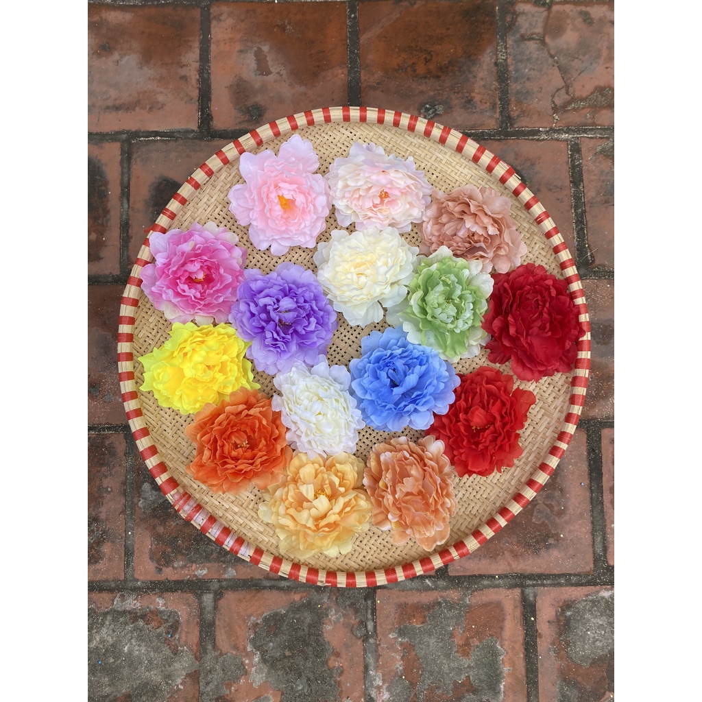 ĐẦU BÔNG HOA MẪU ĐƠN CAO CẤP LỚN TRANG TRÍ GIỎ QUẢ TẾT,DECOR,LÀM OẢN- Hoa Giả , Hoa Lụa