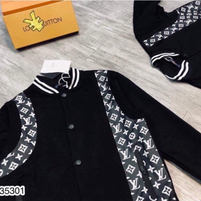Áo Bomber , Áo Khoác LV Phối Nỉ Tay Da Phong Cách Hàn Quốc Hot 2021
