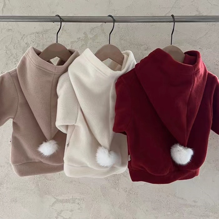 Áo Khoác Len Dày Hai Mặt Có Mũ Trùm Hình Gấu Giáng Sinh Dễ Thương Thời Trang Thu Đông Cho Bé Trai Và Bé Gái