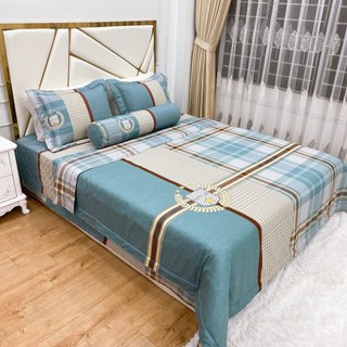 Bộ ga phủ Hàn Quốc chất cotton mát, set 5 món
