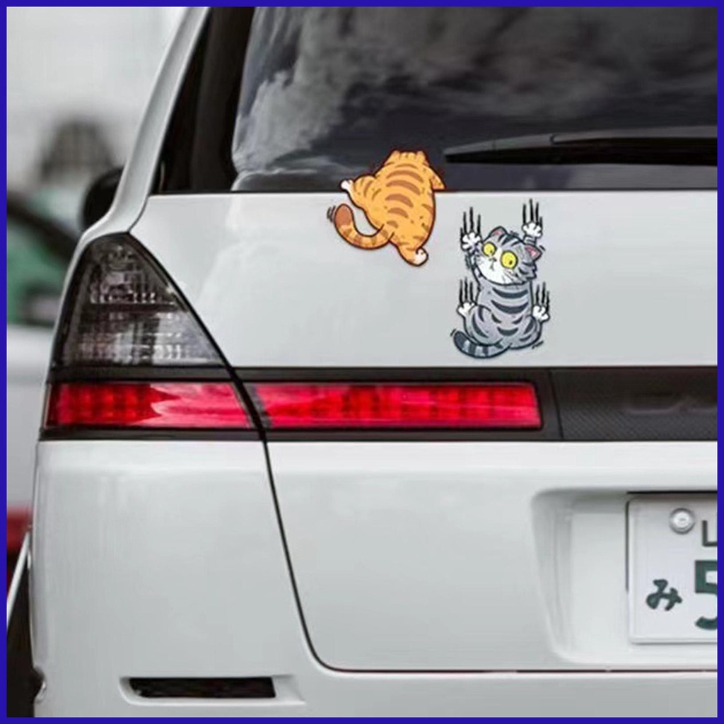 Miếng Dán Trang Trí Xe Hơi Laptop / Chai Nước / Bình Nước Hình Chú Mèo Dễ Thương