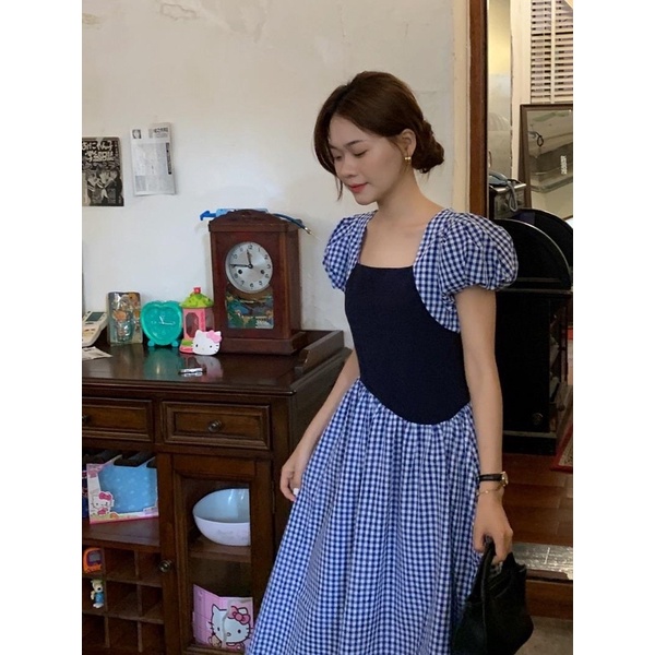 𝐌𝐀𝐑𝐈𝐒 𝐃𝐑𝐄𝐒𝐒 - Đầm caro tay bồng